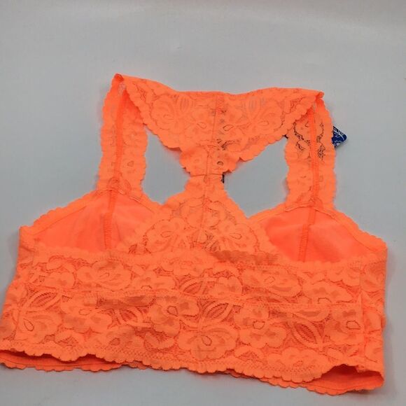 Intimately Free People Neon Orange Racer Back Lace Bralette Size XS NWT - Picture 5 of 14